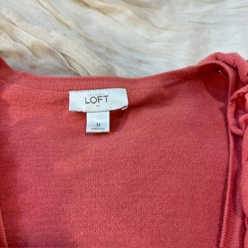 Ann Taylor Loft Womens Coral Long Sleeve Button Down Cardigan Size M - Picture 4 of 9